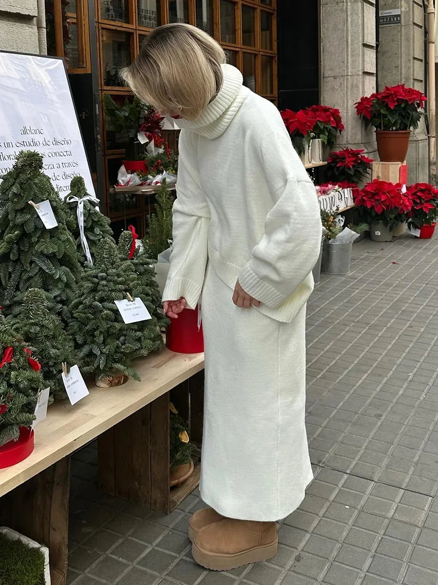 Turtleneck Knit Two-Piece Set