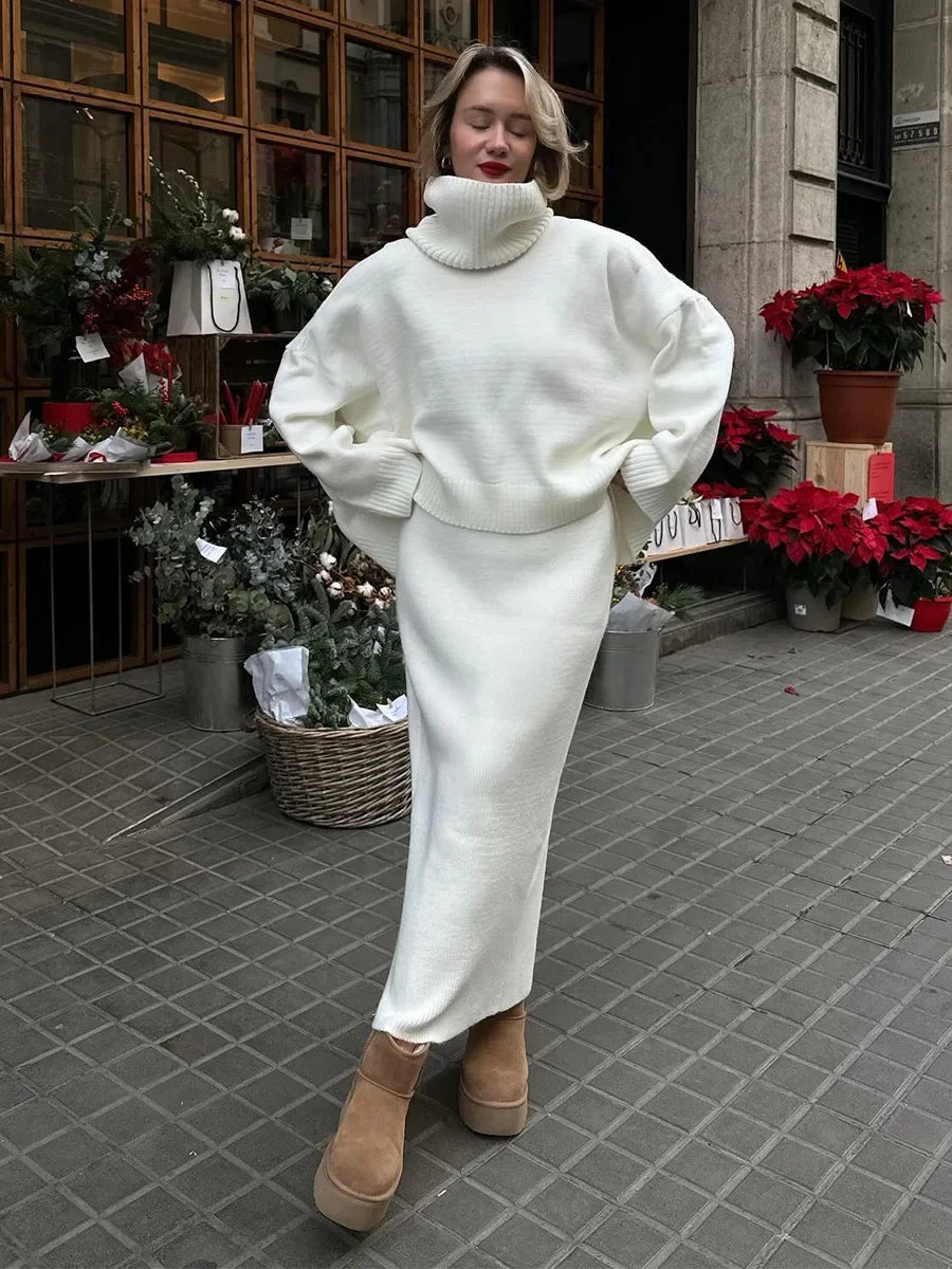 Turtleneck Knit Two-Piece Set