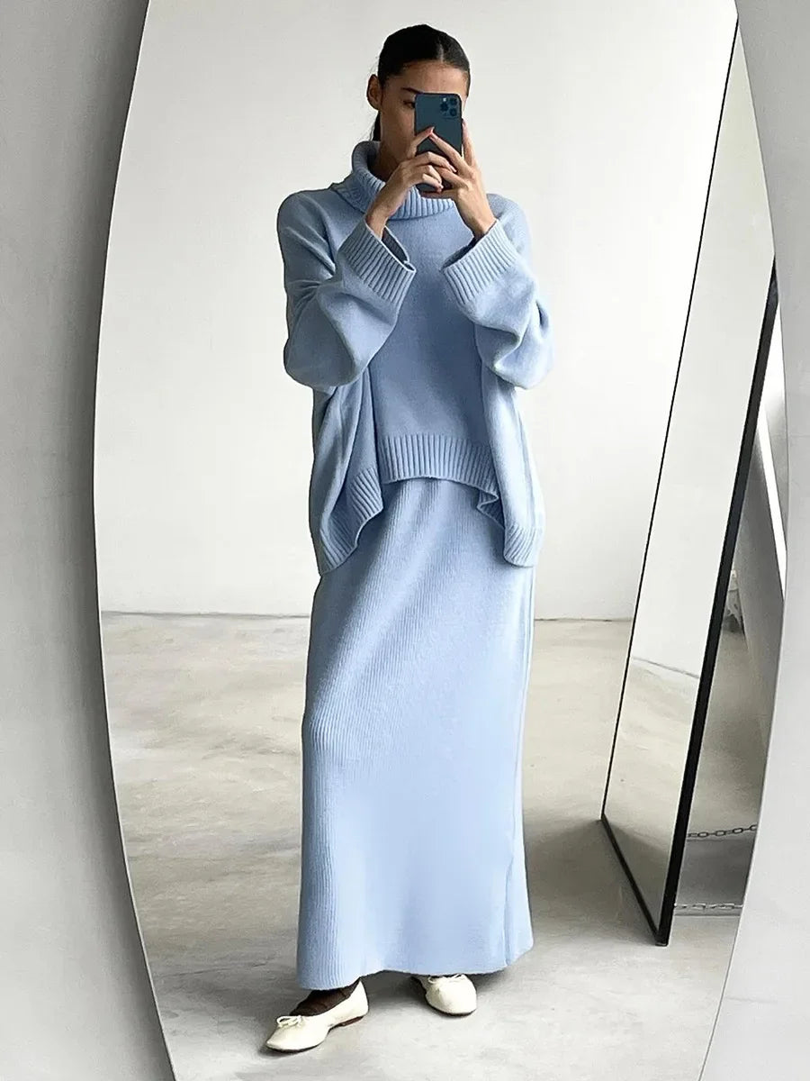 Turtleneck Knit Two-Piece Set