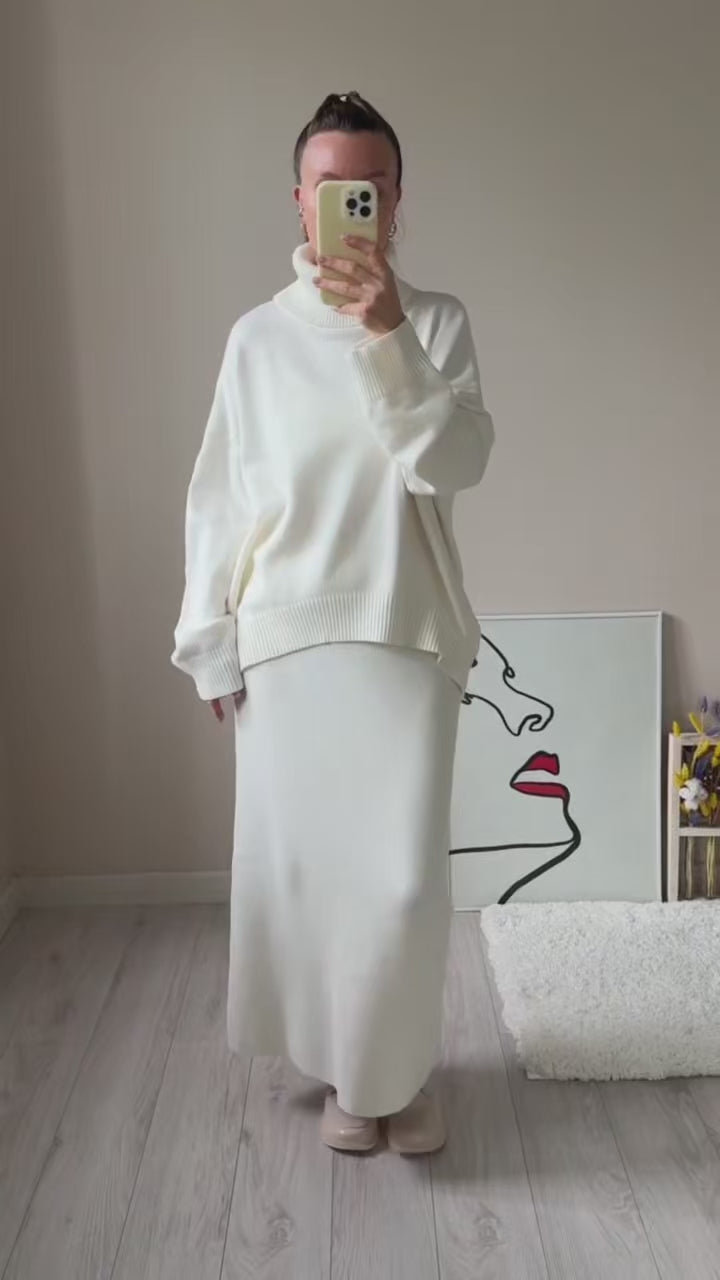 Turtleneck Knit Two-Piece Set